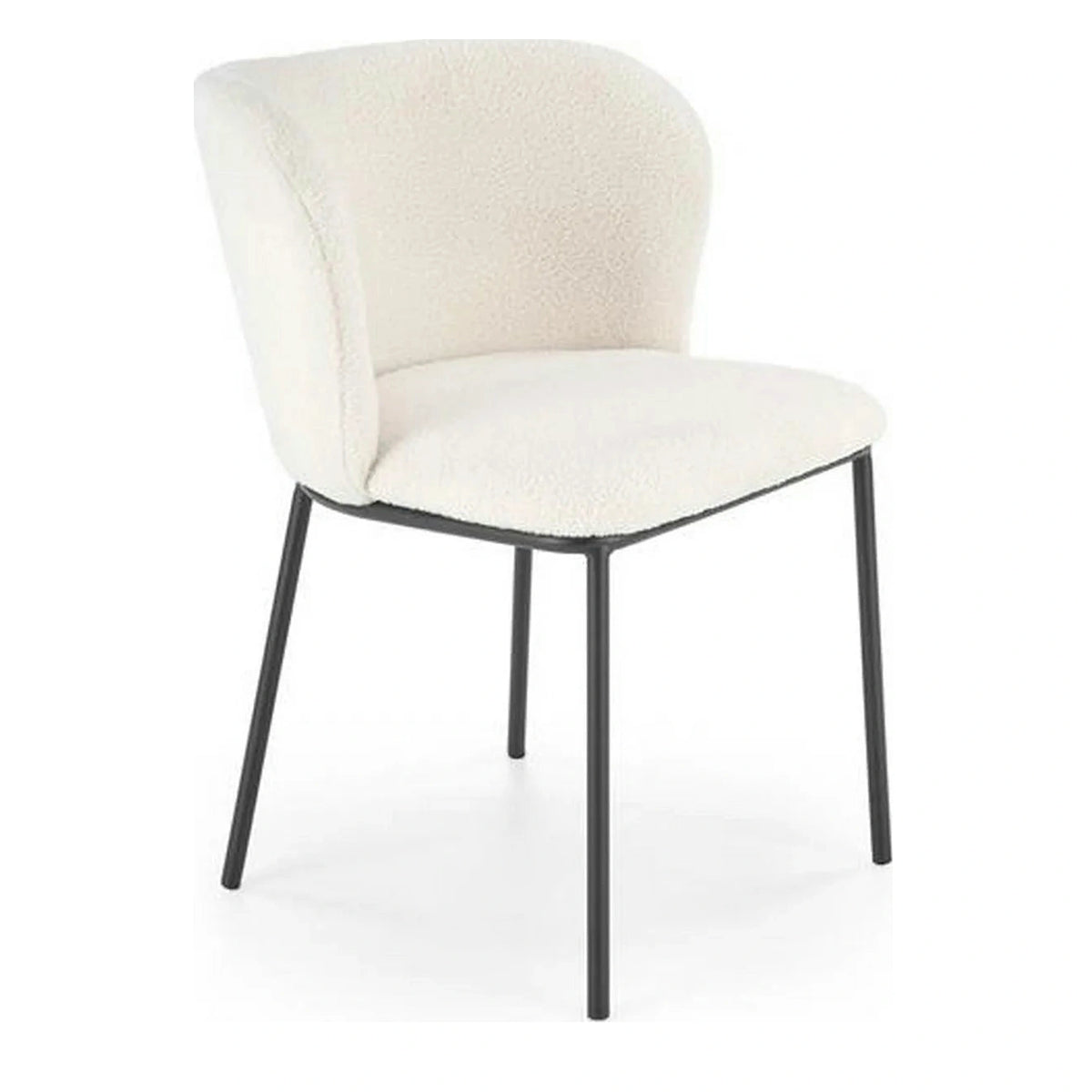 Scaun tapitat crem K518, crem, stofa buclata/metal, 57x59x75 cm