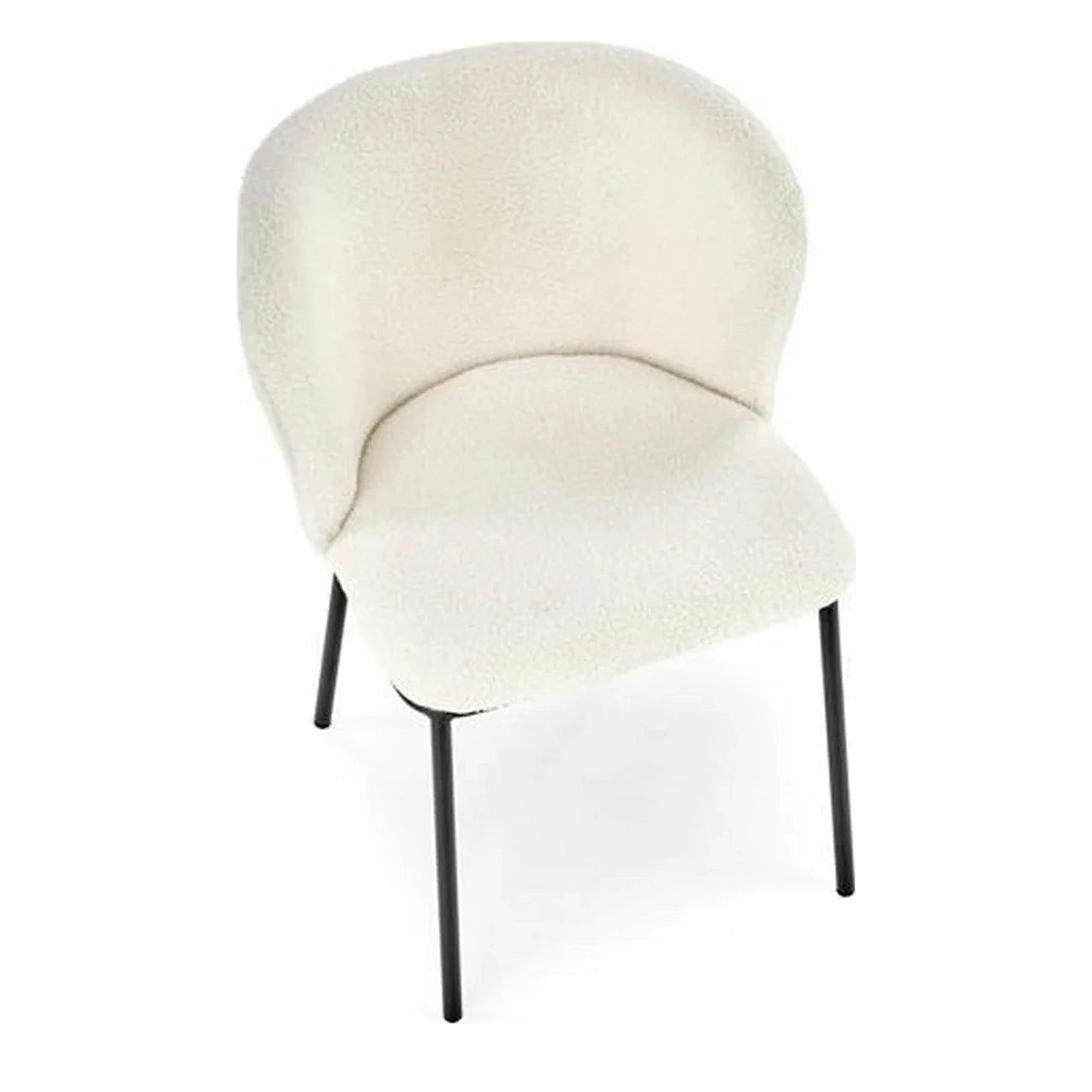 Scaun tapitat crem K518, crem, stofa buclata/metal, 57x59x75 cm