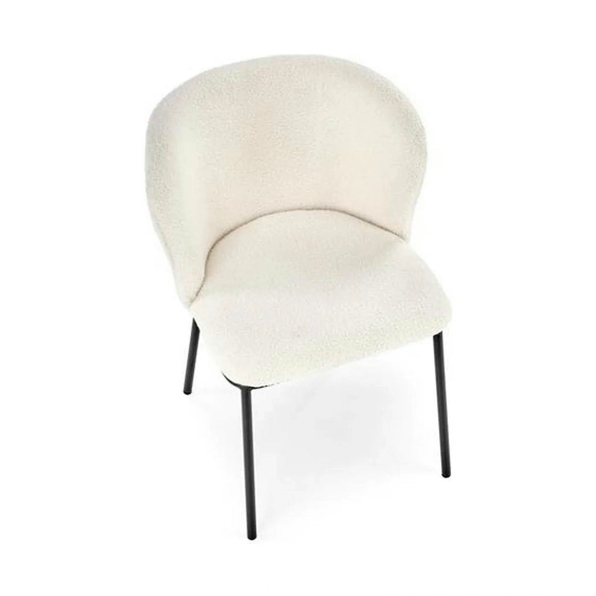 Scaun tapitat crem K518, crem, stofa buclata/metal, 57x59x75 cm