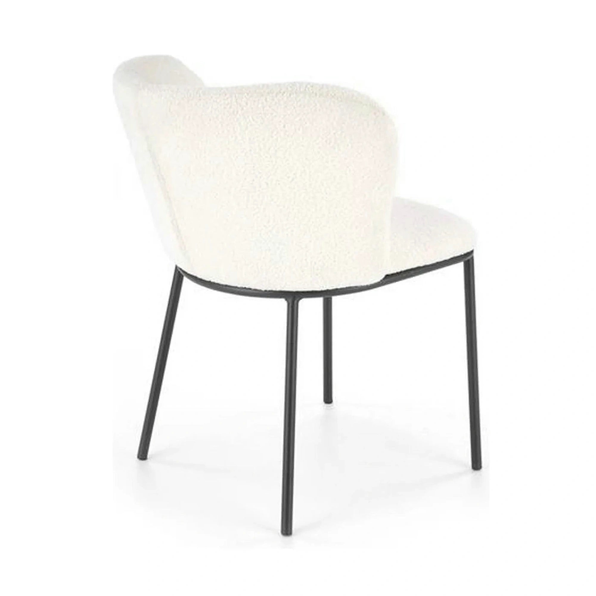 Scaun tapitat crem K518, crem, stofa buclata/metal, 57x59x75 cm