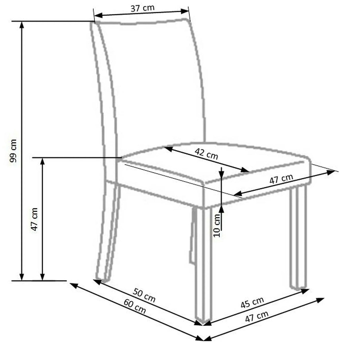 Scaun tapitat cu piele ecologica Norbert, 47X55X99 CM