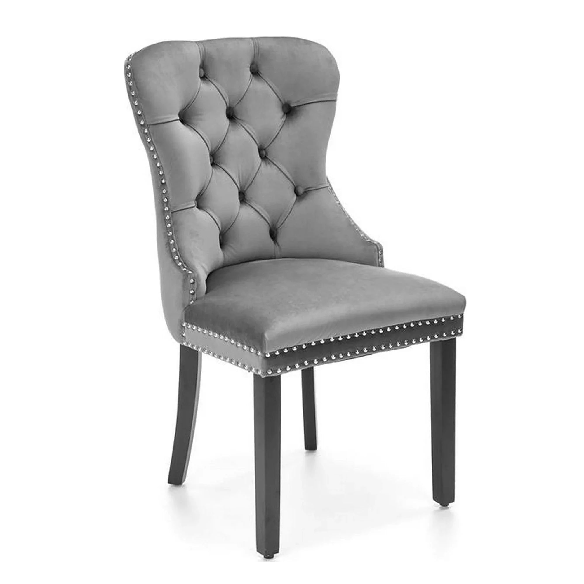 Scaun tapitat dining MIYA, gri/negru, stofa catifelata, 54x60x100 cm