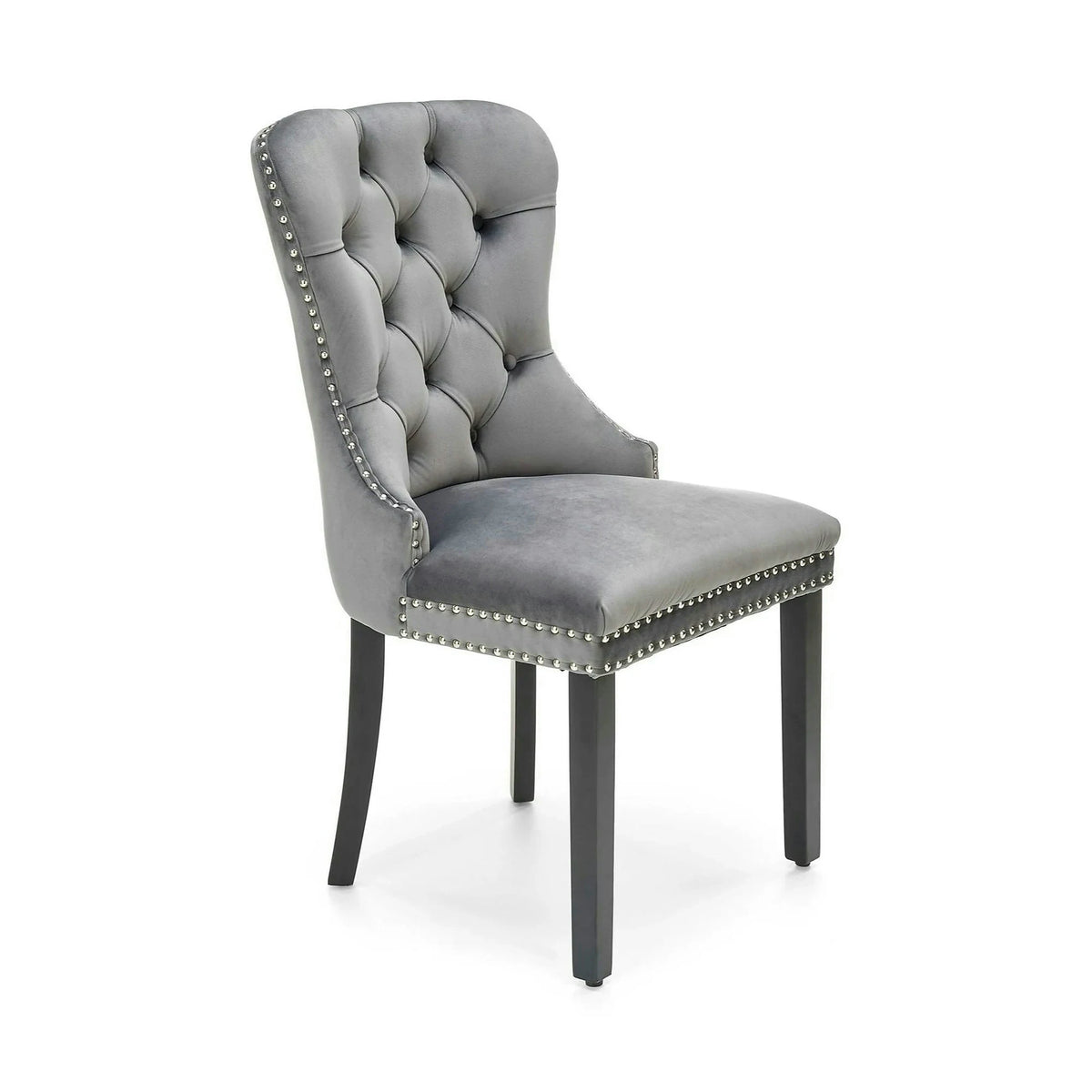 Scaun tapitat dining MIYA, gri/negru, stofa catifelata, 54x60x100 cm