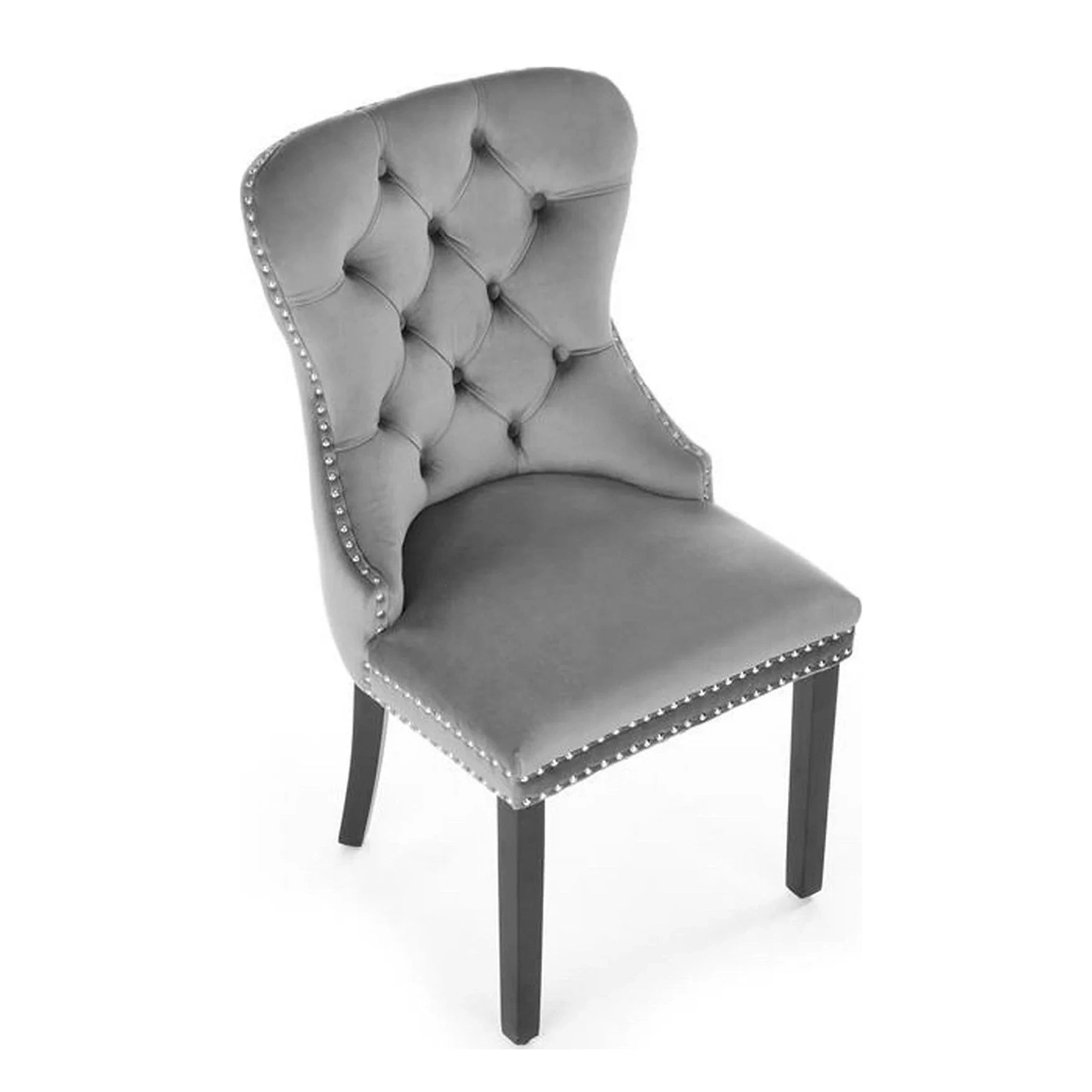 Scaun tapitat dining MIYA, gri/negru, stofa catifelata, 54x60x100 cm