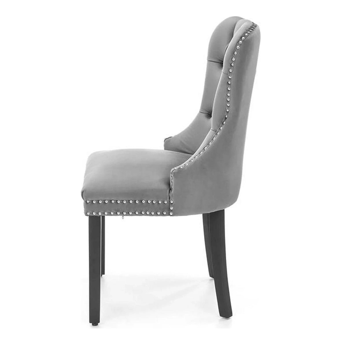 Scaun tapitat dining MIYA, gri/negru, stofa catifelata, 54x60x100 cm