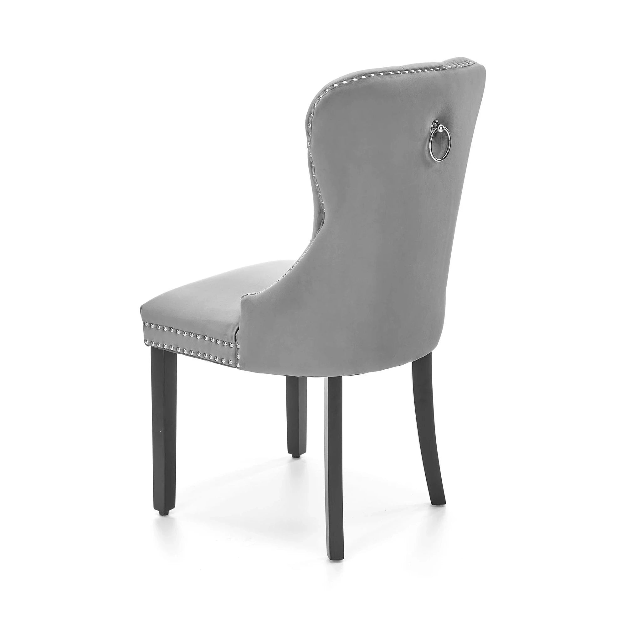Scaun tapitat dining MIYA, gri/negru, stofa catifelata, 54x60x100 cm