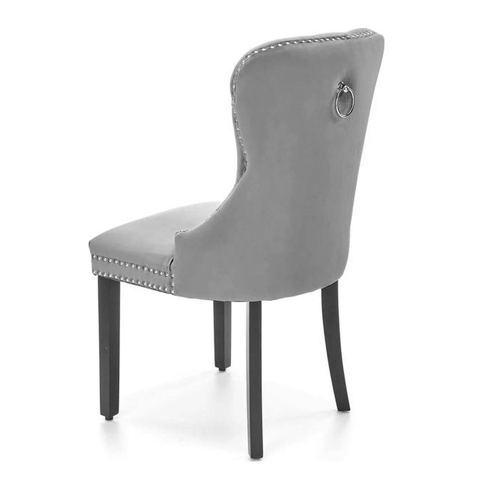 Scaun tapitat dining MIYA, gri/negru, stofa catifelata, 54x60x100 cm