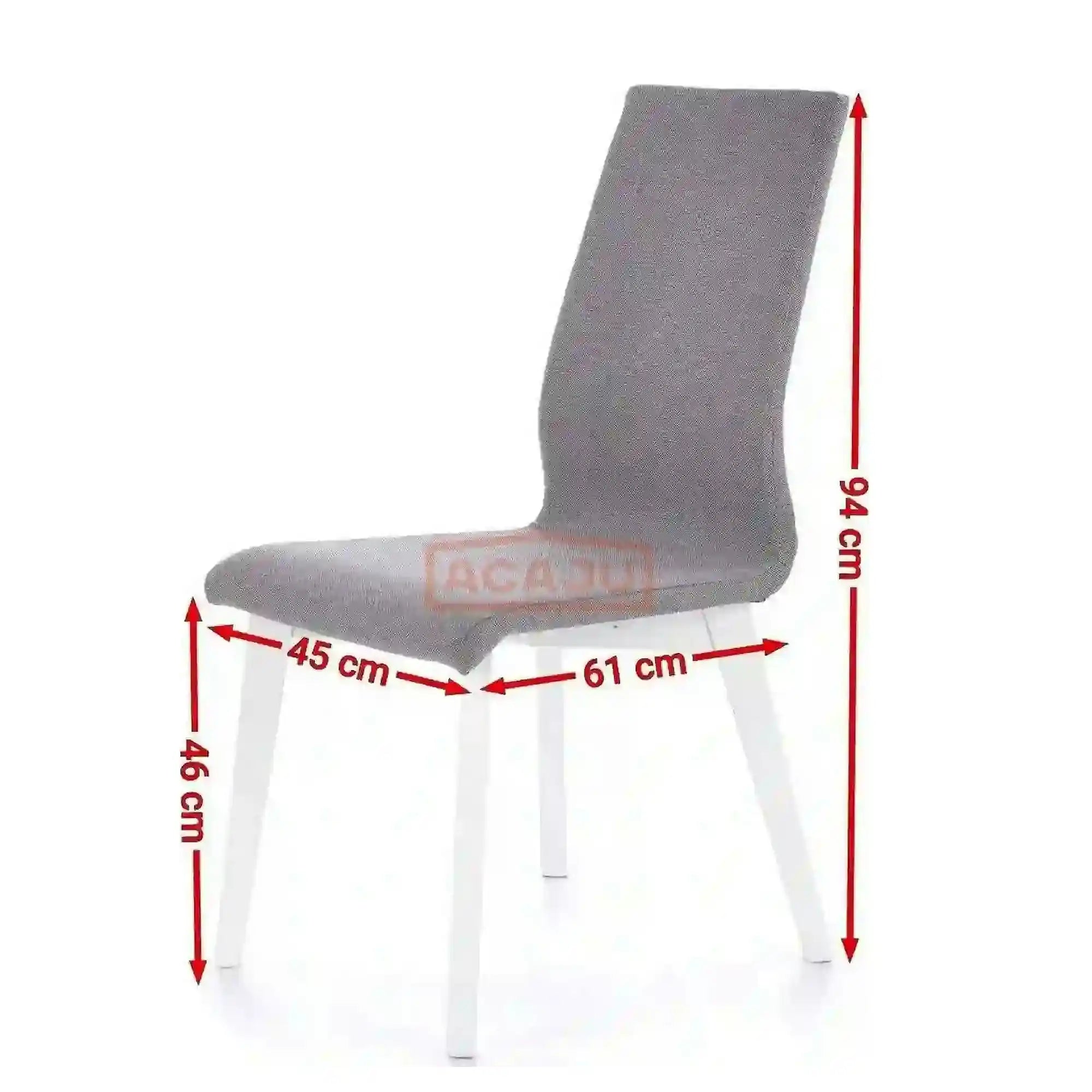 Scaun tapitat Focus, gri/alb, stofa clasica/lemn de fag, 45X61X94 CM