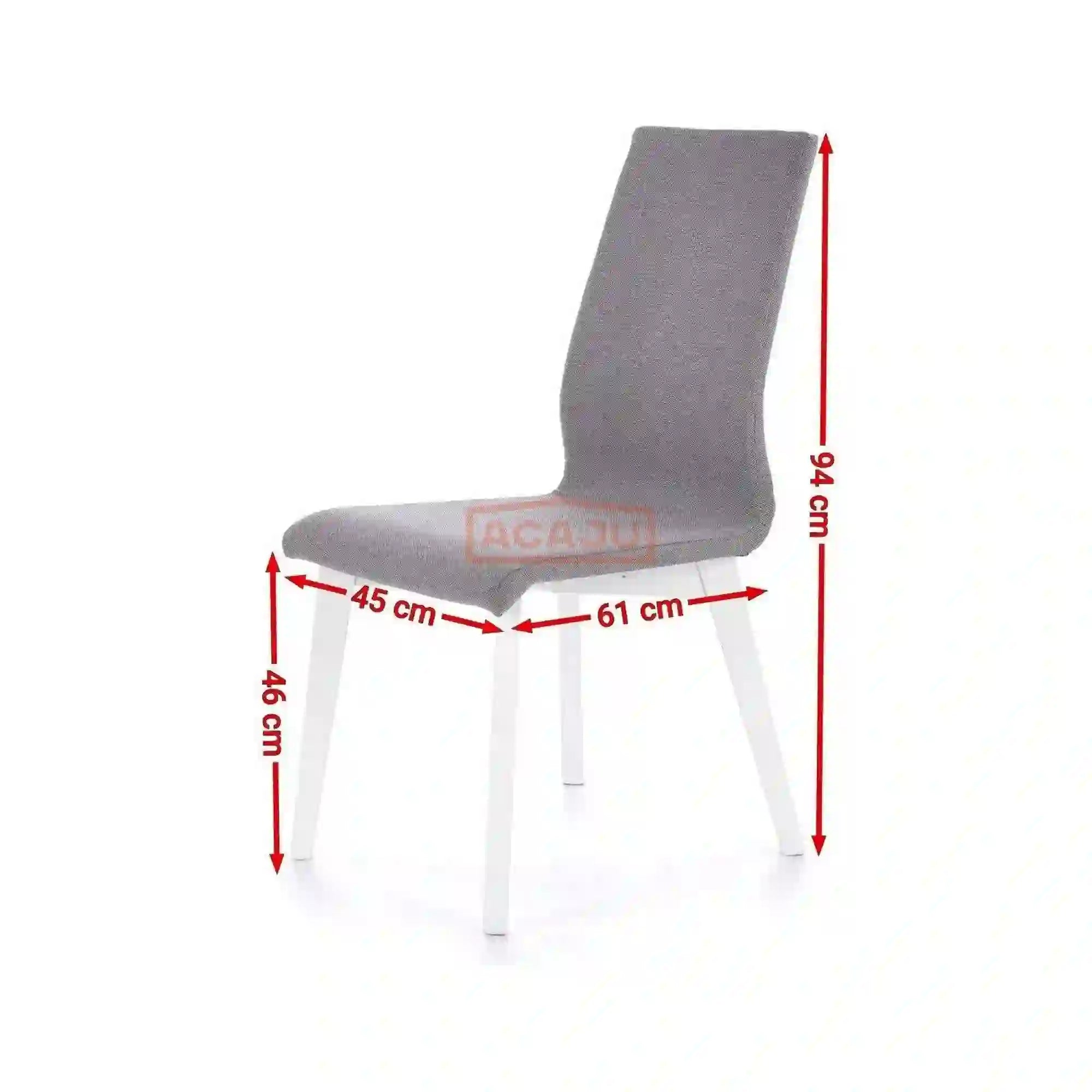 Scaun tapitat Focus, gri/alb, stofa clasica/lemn de fag, 45X61X94 CM