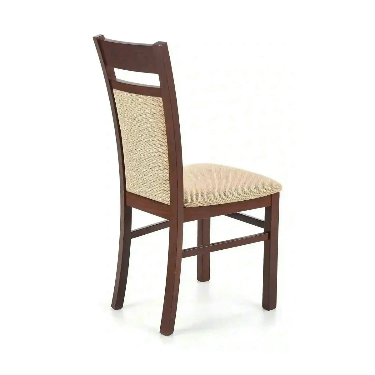Scaun tapitat Gerard 2, bej/nuc inchis, stofa clasica/lemn de fag, 44X55X97 CM