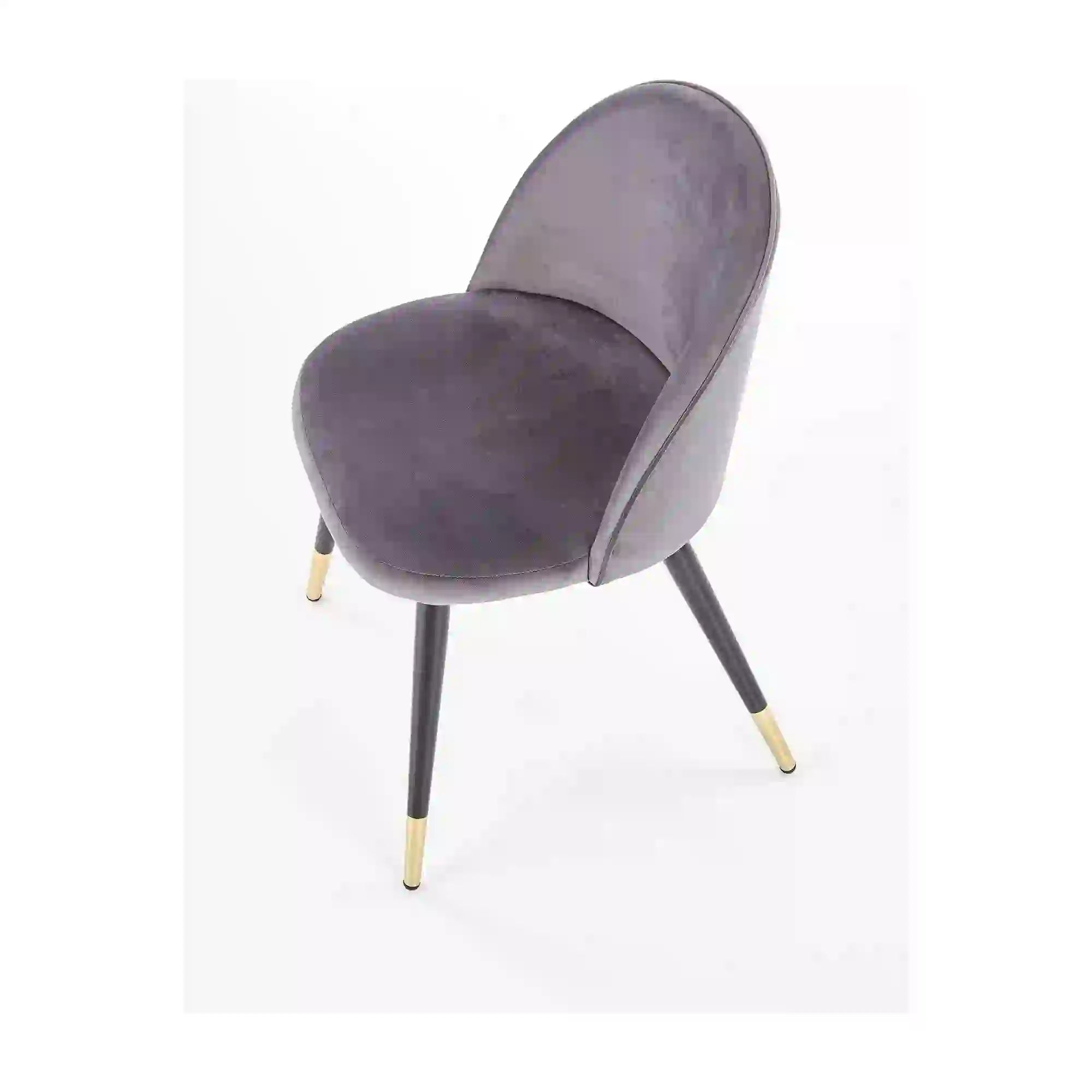 Scaun tapitat gri K315, gri inchis/negru, stofa catifelata/metal, 50x55x76 cm