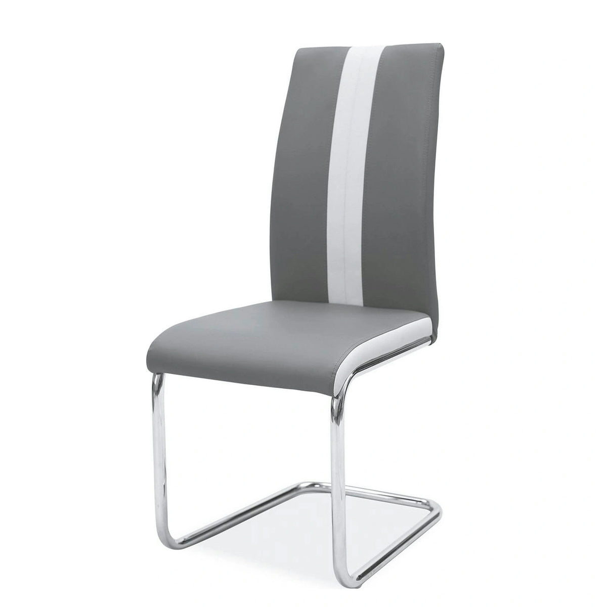 Scaun tapitat H200, gri/crom, piele ecologica/metal, 42X42X98 cm