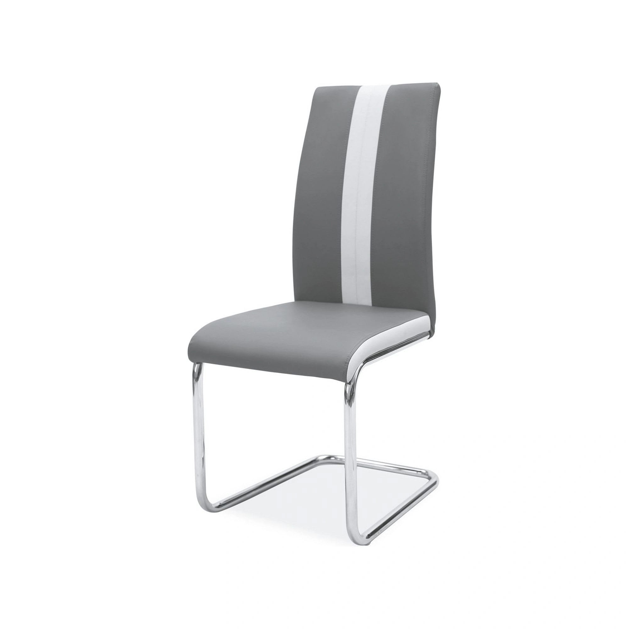 Scaun tapitat H200, gri/crom, piele ecologica/metal, 42X42X98 cm