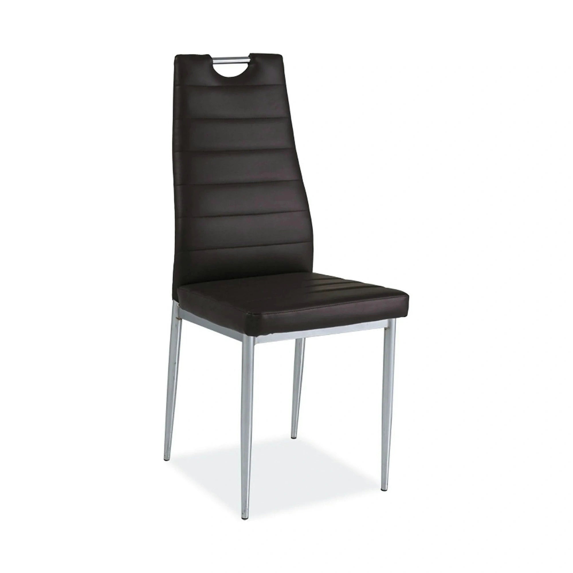 Scaun tapitat H260, maro/crom, piele ecologica/metal, 40X38X96 cm