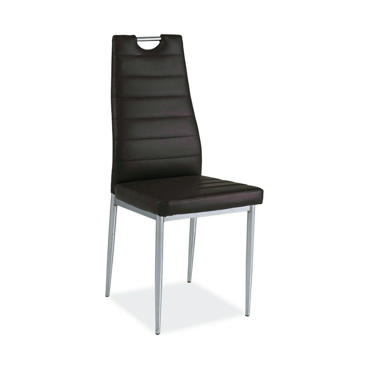 Scaun tapitat H260, maro/crom, piele ecologica/metal, 40X38X96 cm