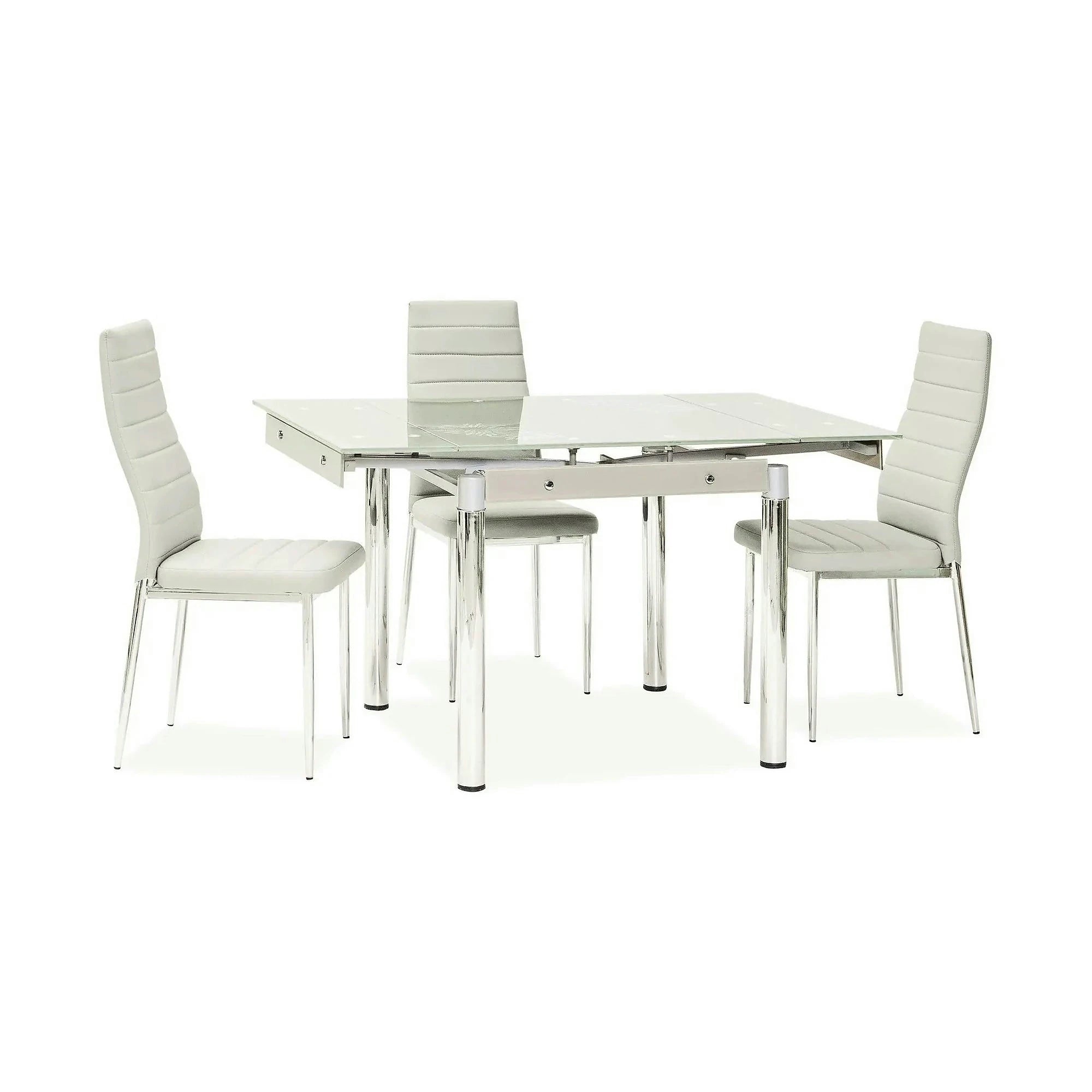Scaun tapitat H261 BIS, crem, piele ecologica/metal, 40X38X96 cm