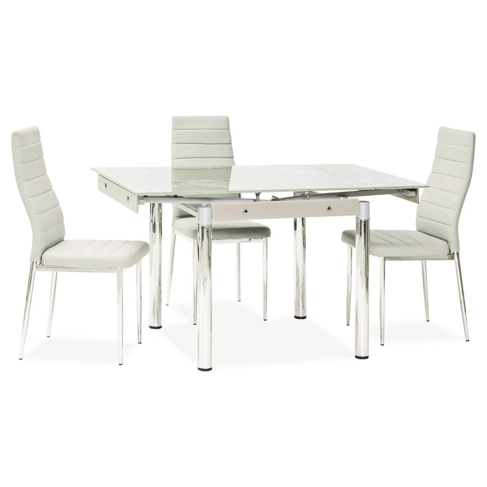 Scaun tapitat H261 BIS, crem, piele ecologica/metal, 40X38X96 cm