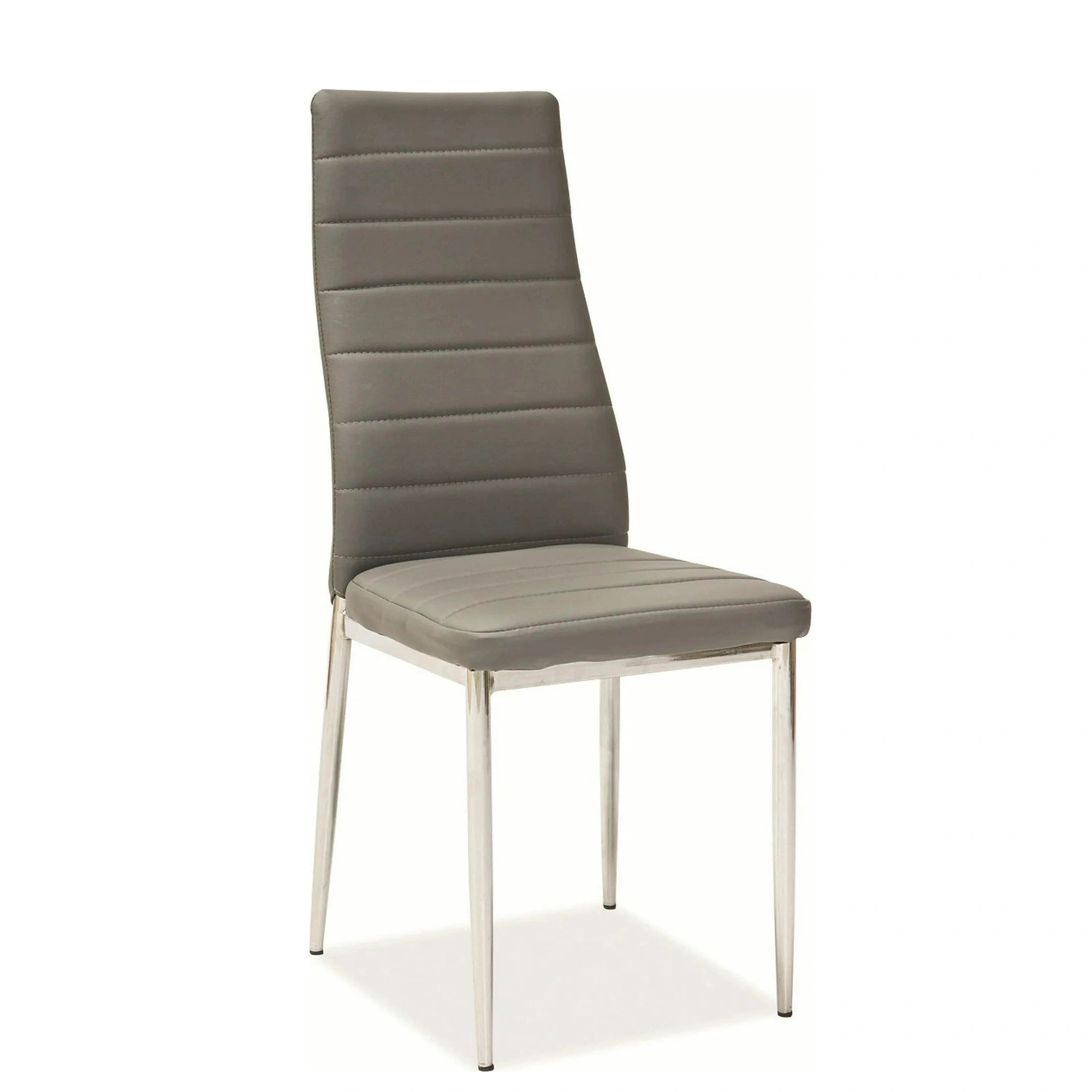 Scaun tapitat H261, gri/crom, piele ecologica/metal, 40X38X96 cm