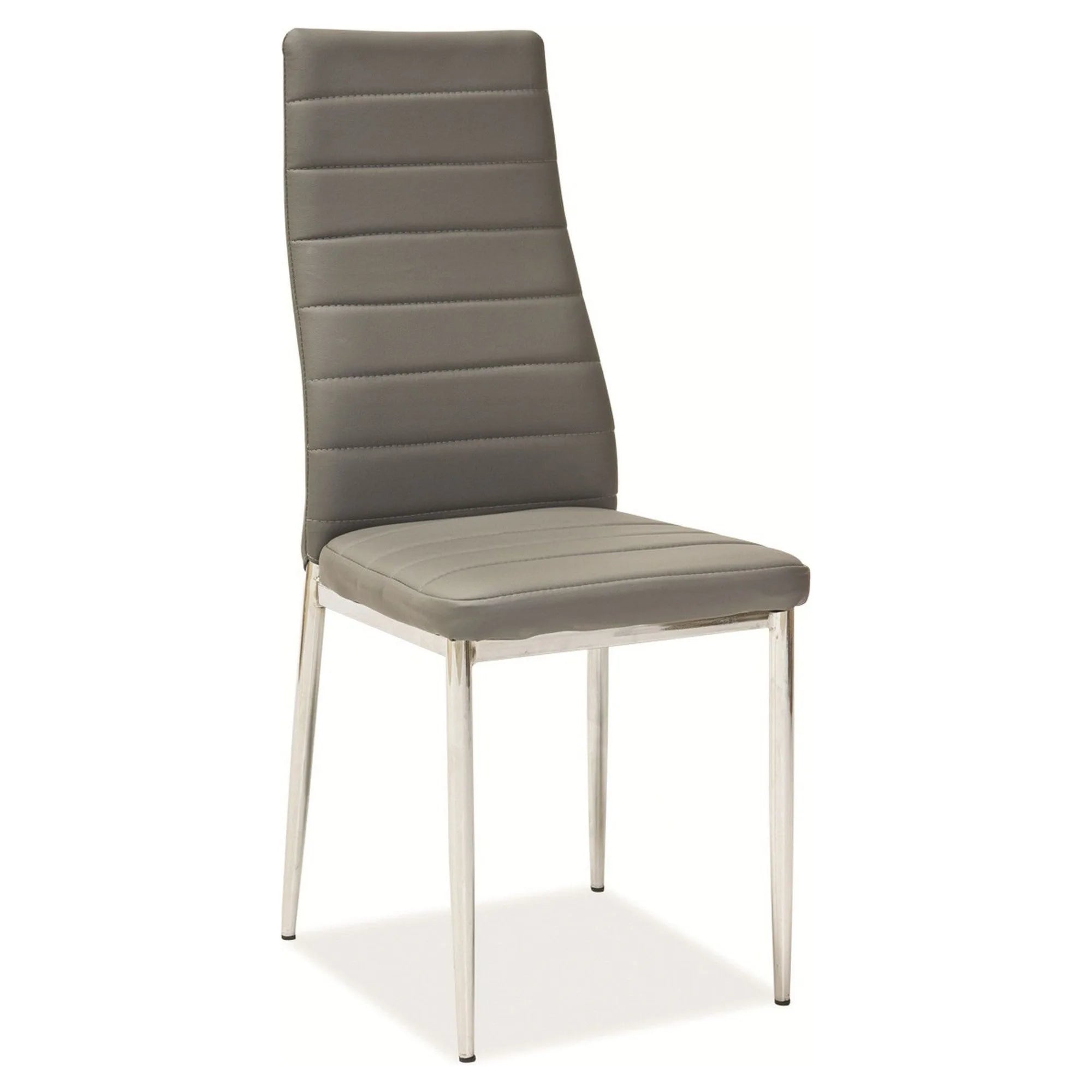 Scaun tapitat H261, gri/crom, piele ecologica/metal, 40X38X96 cm