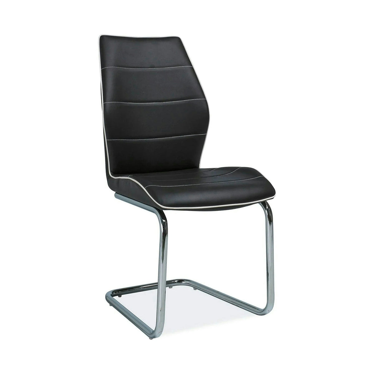 Scaun tapitat H331, negru/crom, piele ecologica/metal, 42X43X99 cm