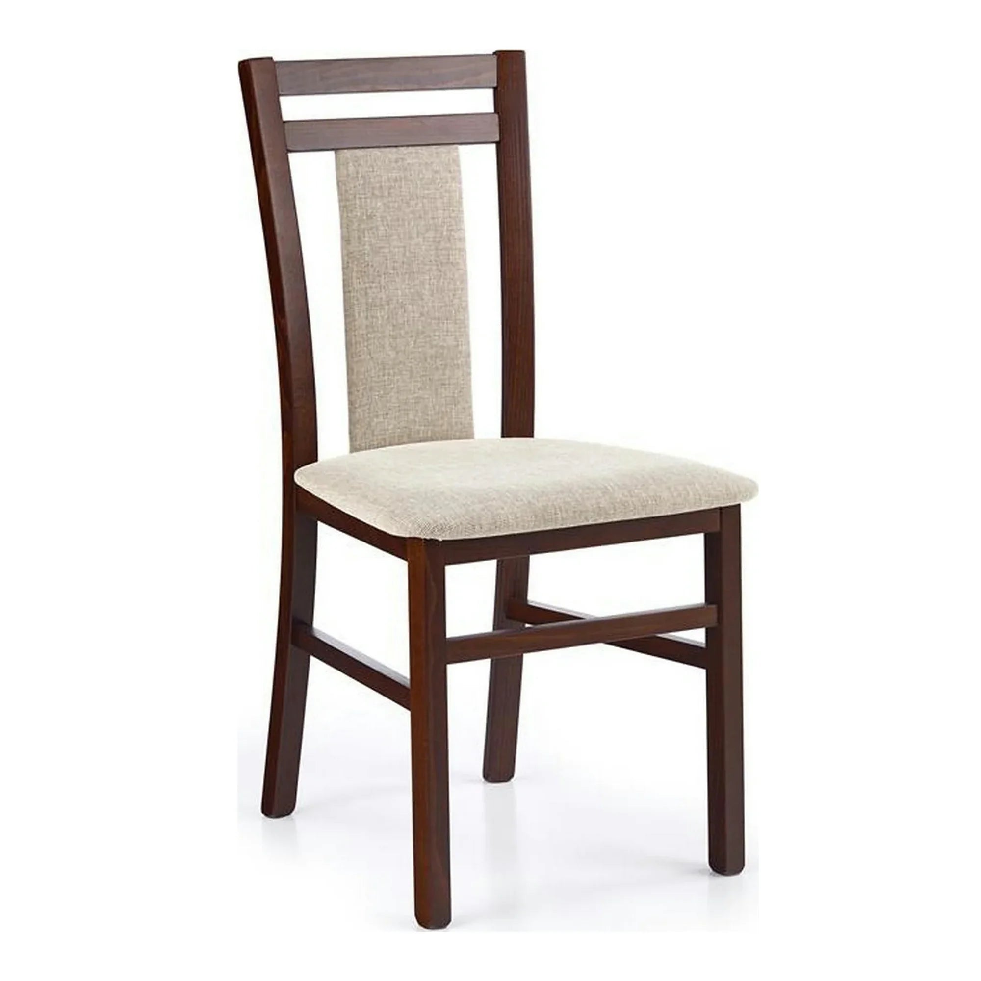 Scaun tapitat HUBERT 8, bej/nuc, stofa clasica/lemn, 45x51x90 cm