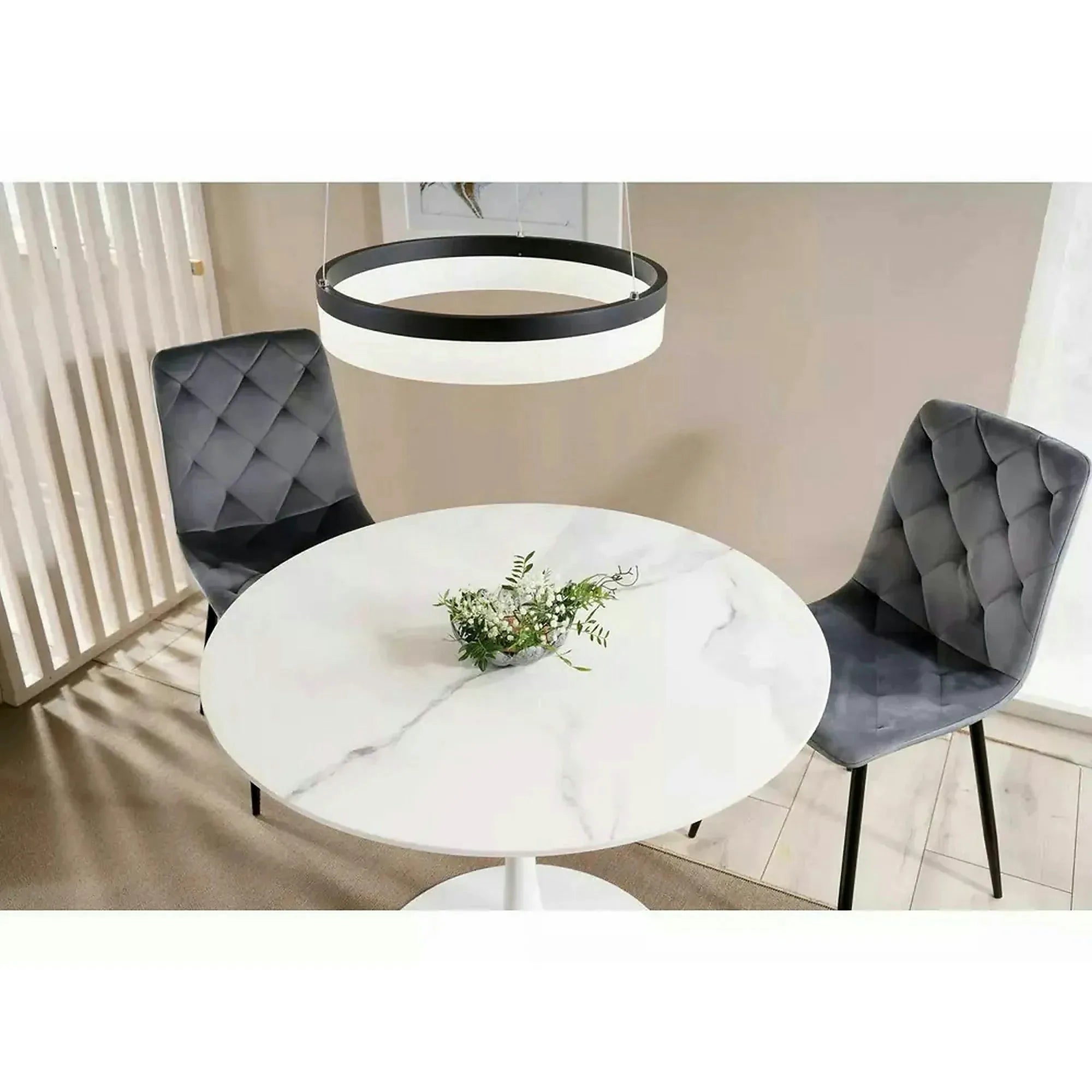 Scaun tapitat JERRY, gri/negru, stofa catifelata/metal, 45x39x91 cm