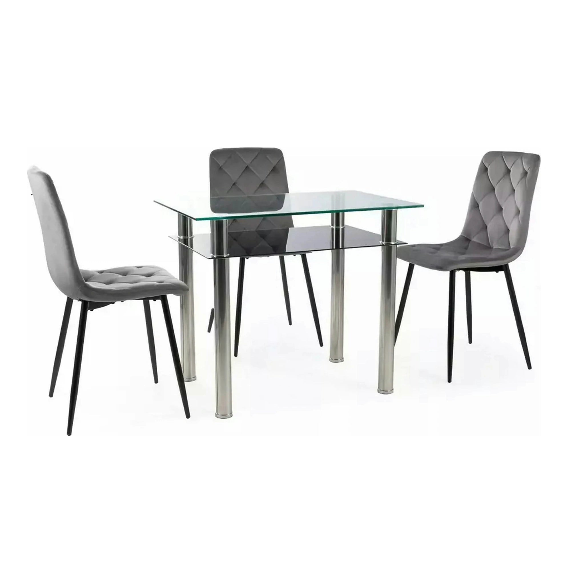 Scaun tapitat JERRY, gri/negru, stofa catifelata/metal, 45x39x91 cm
