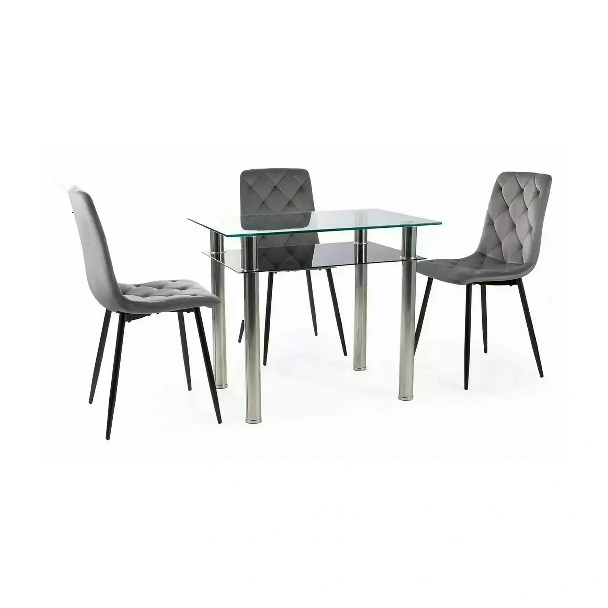 Scaun tapitat JERRY, gri/negru, stofa catifelata/metal, 45x39x91 cm
