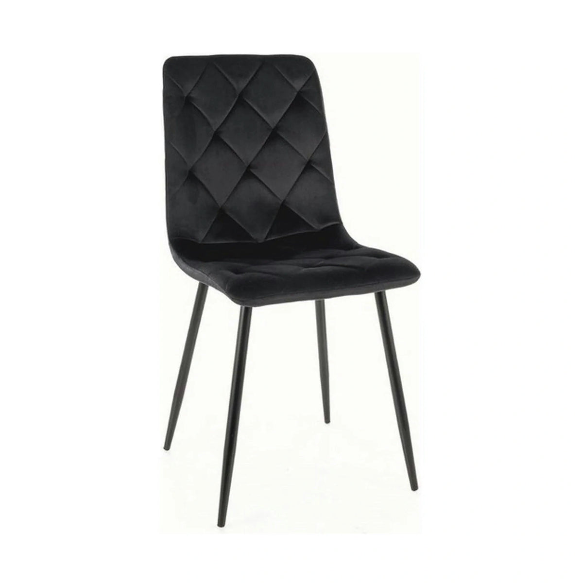 Scaun tapitat JERRY, negru, stofa catifelata/metal, 45x39x91 cm
