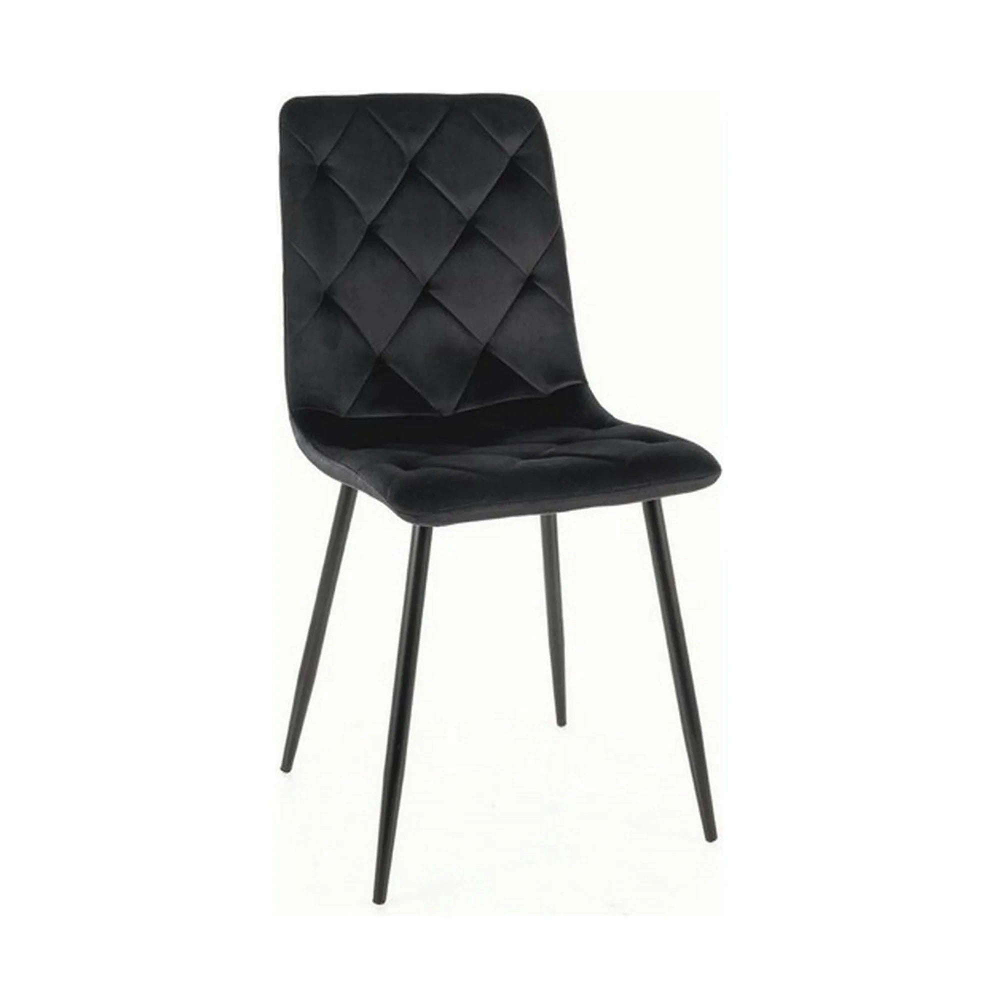 Scaun tapitat JERRY, negru, stofa catifelata/metal, 45x39x91 cm