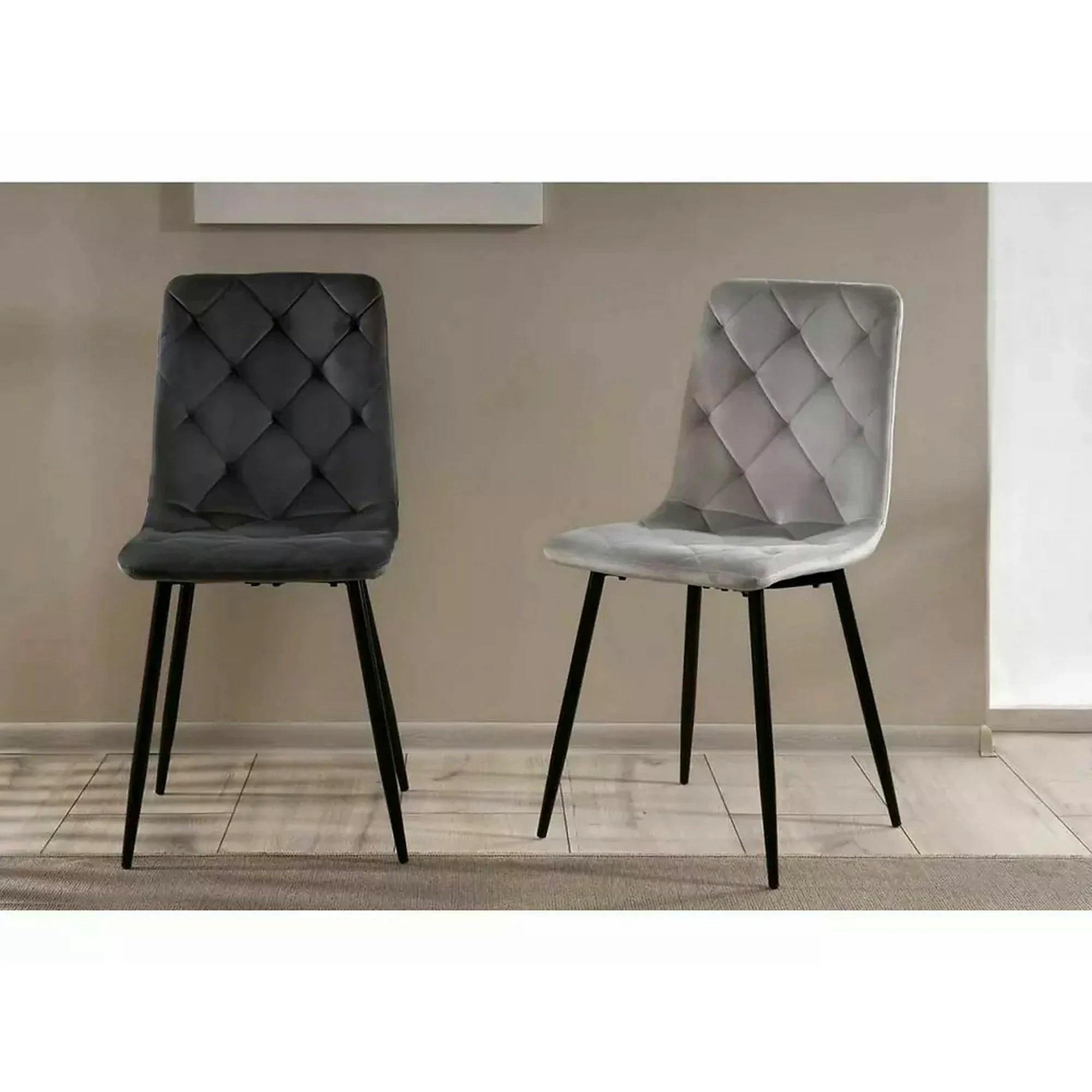 Scaun tapitat JERRY, negru, stofa catifelata/metal, 45x39x91 cm