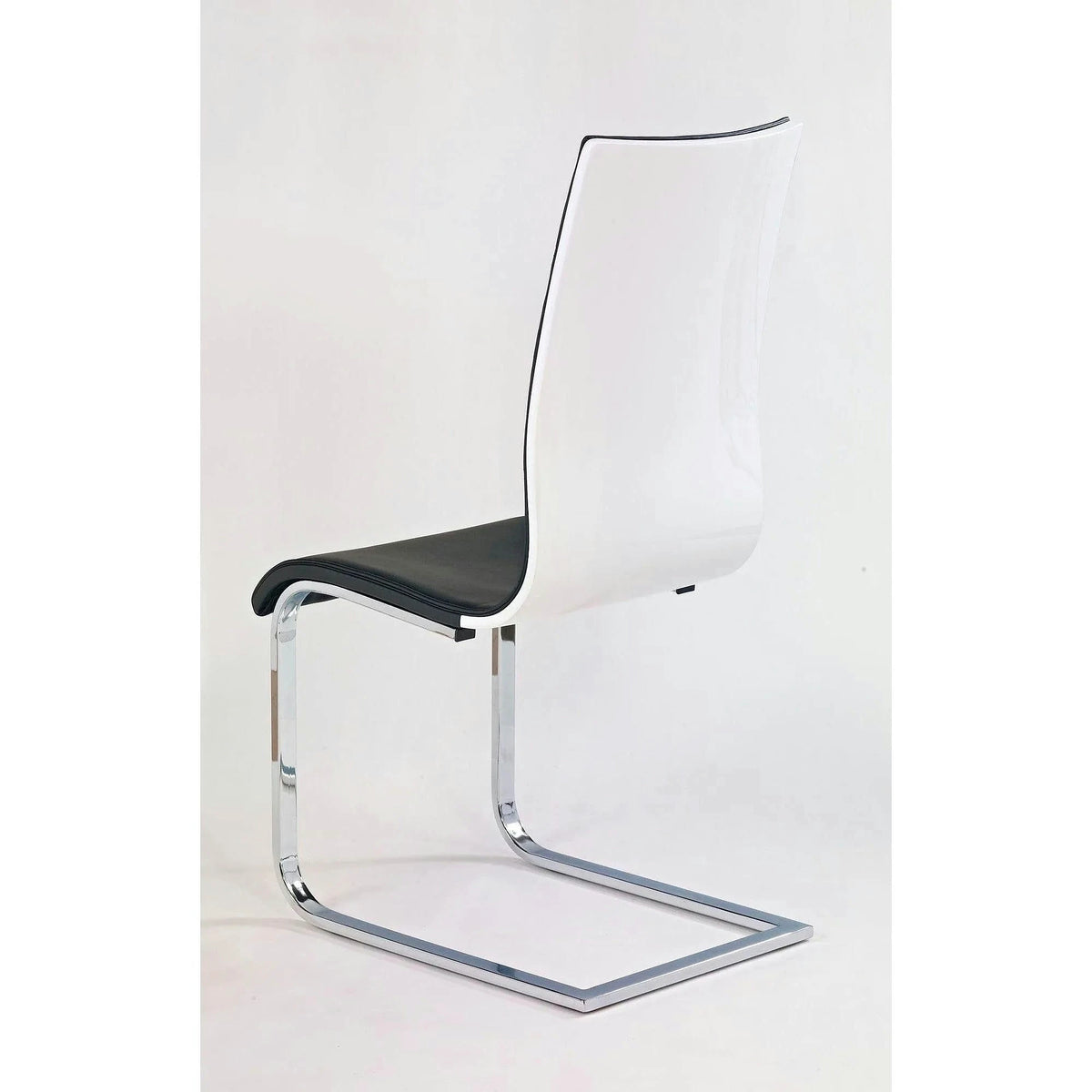 Scaun tapitat K104, negru/alb/crom, piele ecologica/metal, 42X58X99 cm