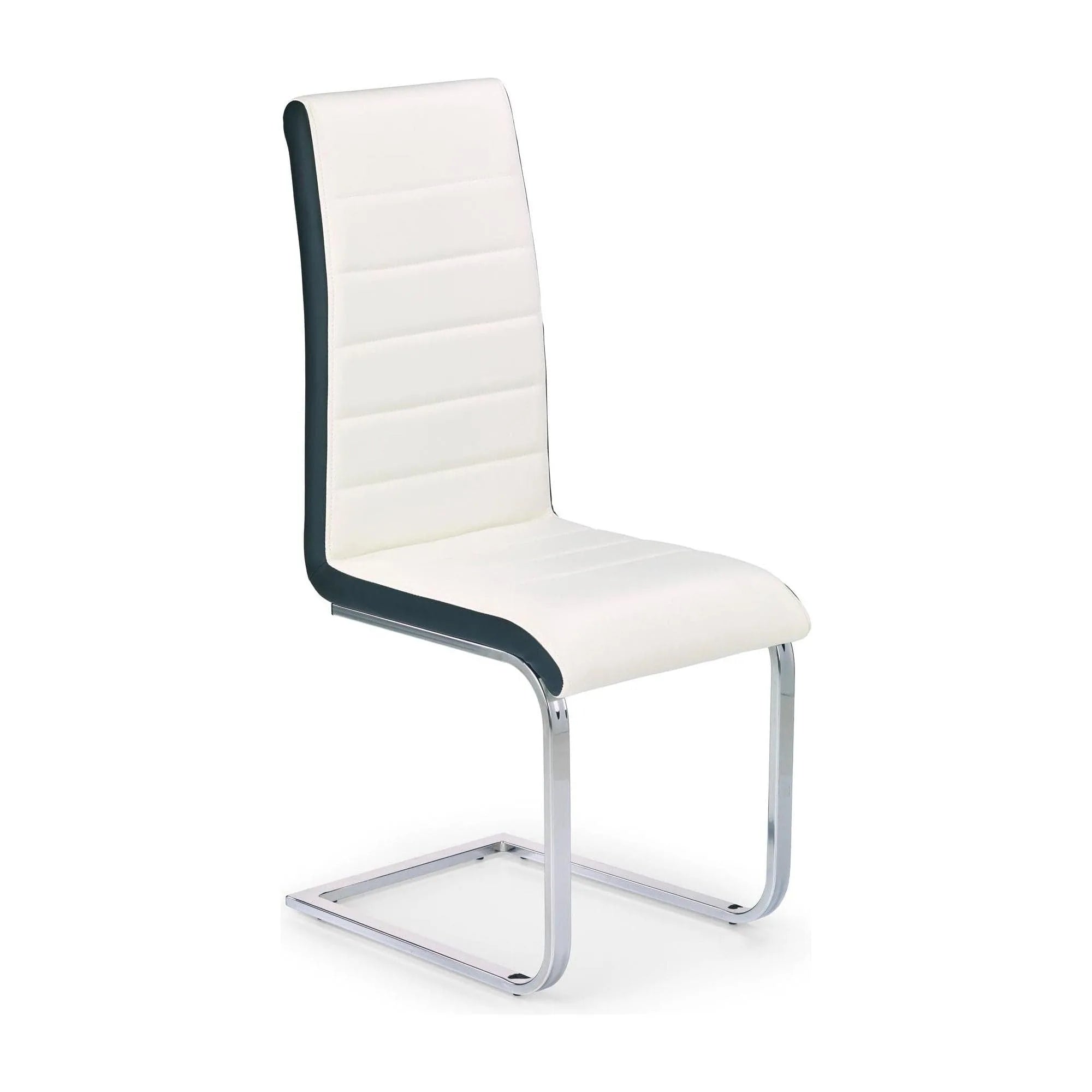Scaun tapitat K132, alb/negru/crom, piele ecologica/metal, 42X57X99 CM