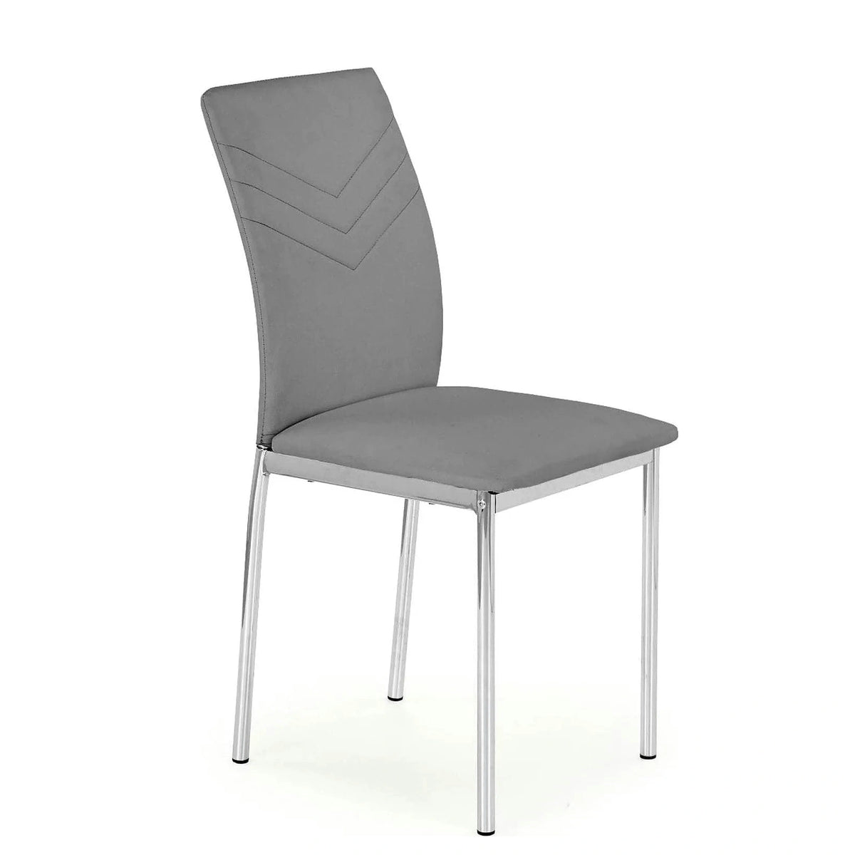Scaun tapitat K137, gri/crom, piele ecologica/metal, 43X49X92 CM