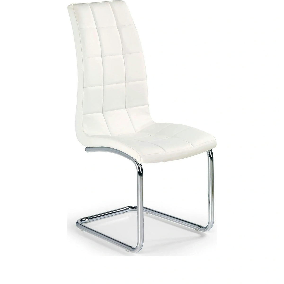 Scaun tapitat K147, alb/crom, piele ecologica/metal, 42X55X101 CM
