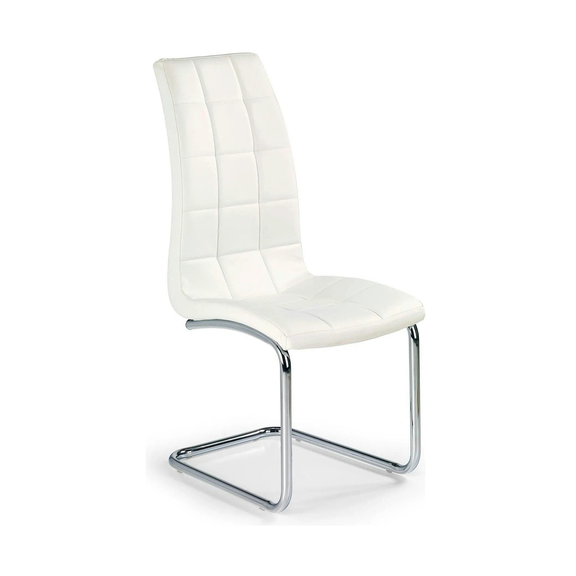 Scaun tapitat K147, alb/crom, piele ecologica/metal, 42X55X101 CM