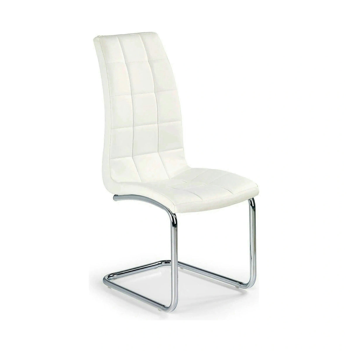 Scaun tapitat K147, alb/crom, piele ecologica/metal, 42X55X101 CM