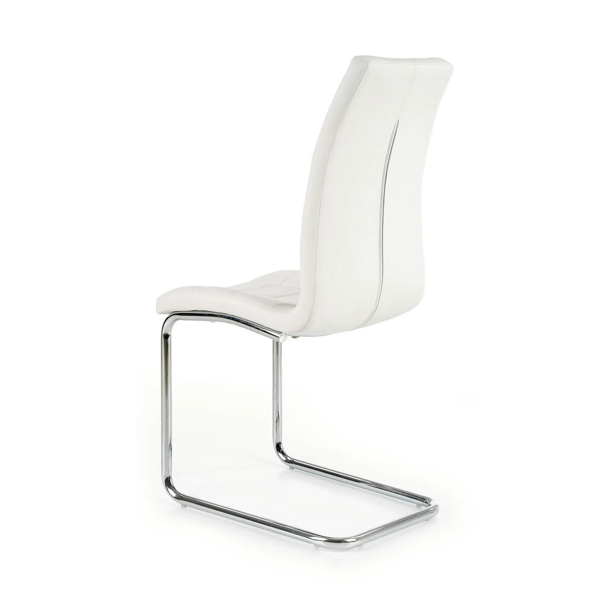 Scaun tapitat K147, alb/crom, piele ecologica/metal, 42X55X101 CM