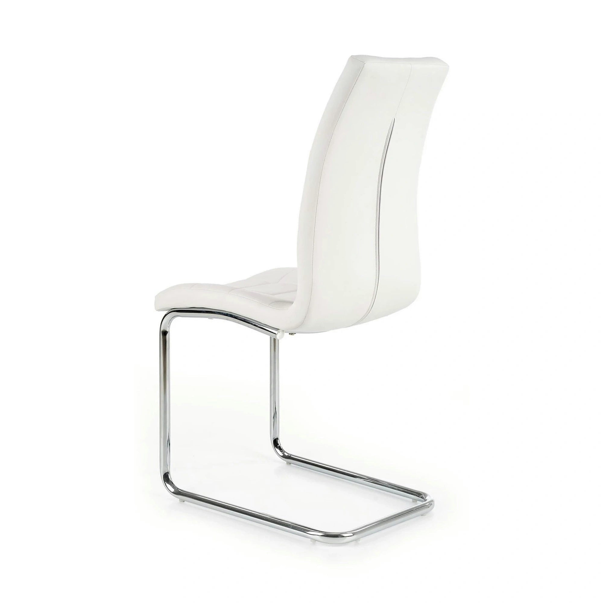 Scaun tapitat K147, alb/crom, piele ecologica/metal, 42X55X101 CM