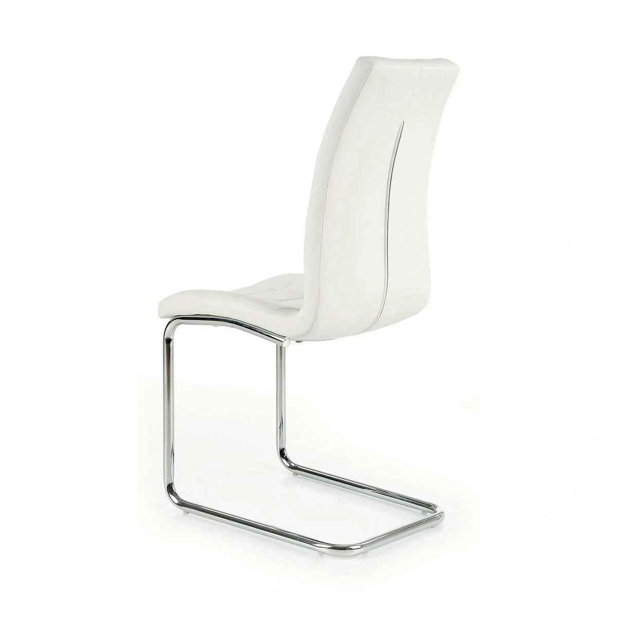 Scaun tapitat K147, alb/crom, piele ecologica/metal, 42X55X101 CM