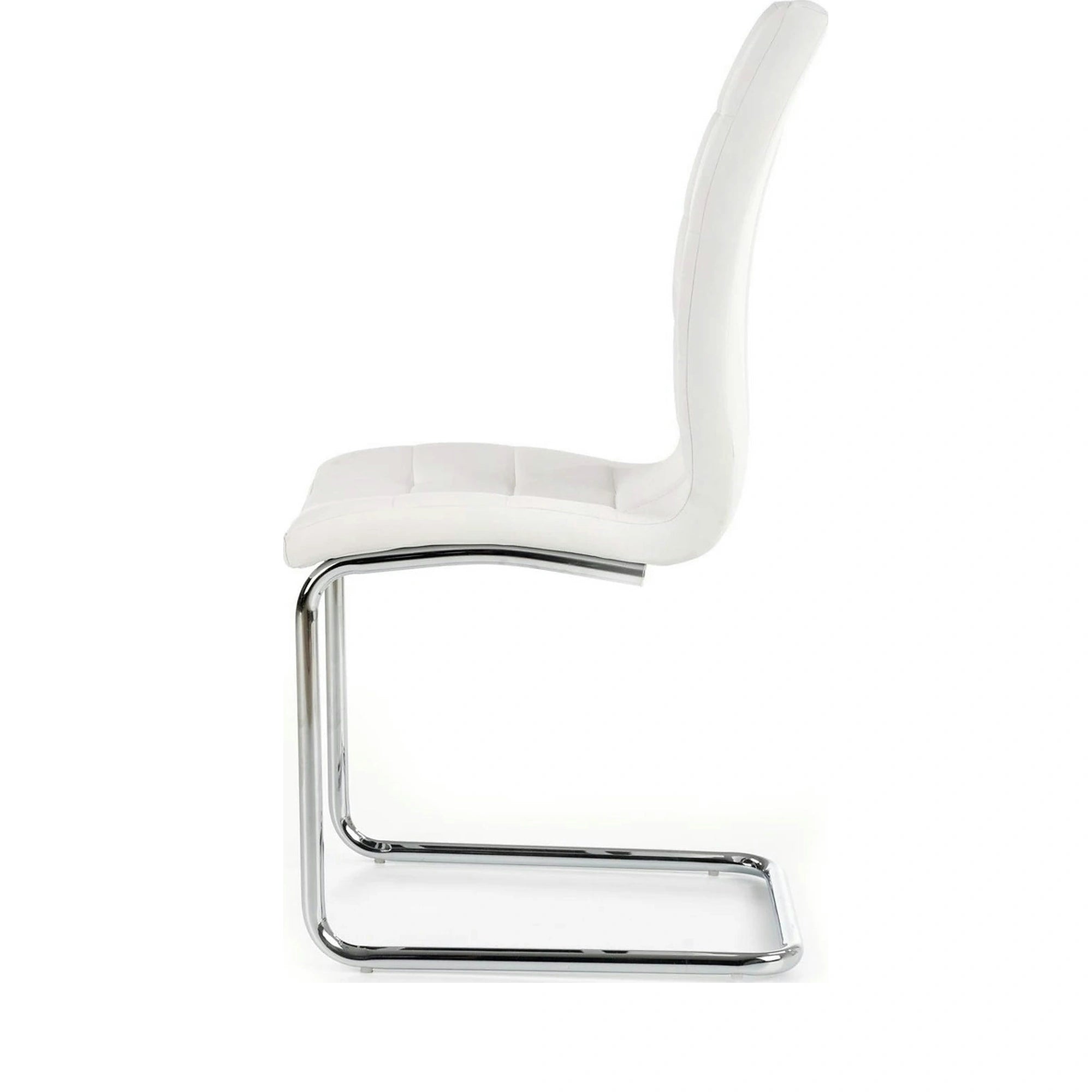 Scaun tapitat K147, alb/crom, piele ecologica/metal, 42X55X101 CM