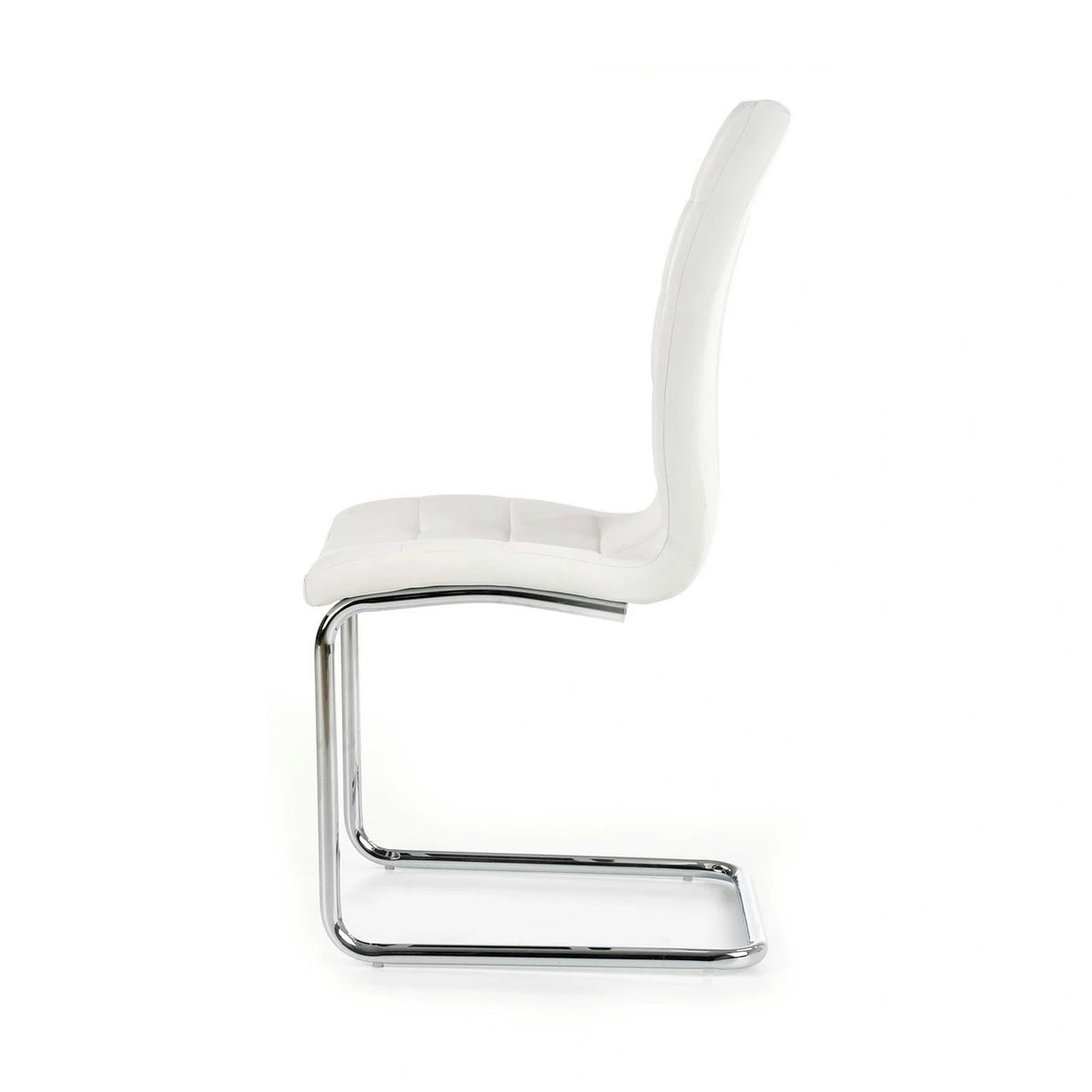 Scaun tapitat K147, alb/crom, piele ecologica/metal, 42X55X101 CM