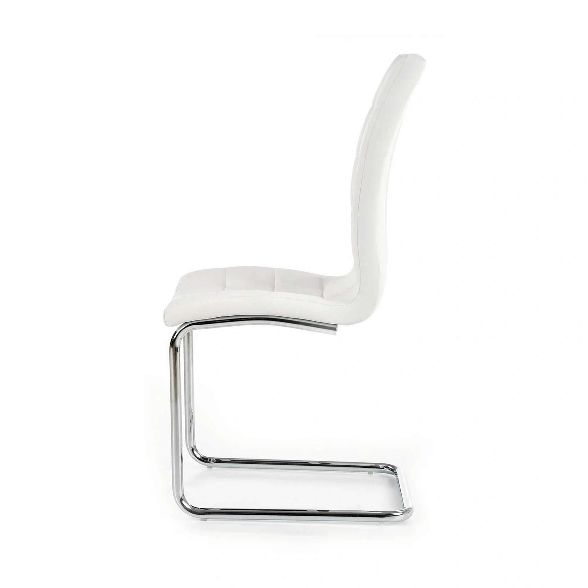 Scaun tapitat K147, alb/crom, piele ecologica/metal, 42X55X101 CM