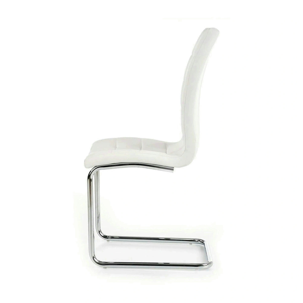 Scaun tapitat K147, alb/crom, piele ecologica/metal, 42X55X101 CM