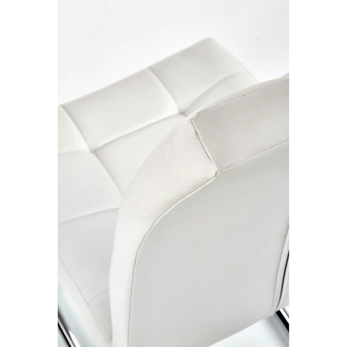 Scaun tapitat K147, alb/crom, piele ecologica/metal, 42X55X101 CM