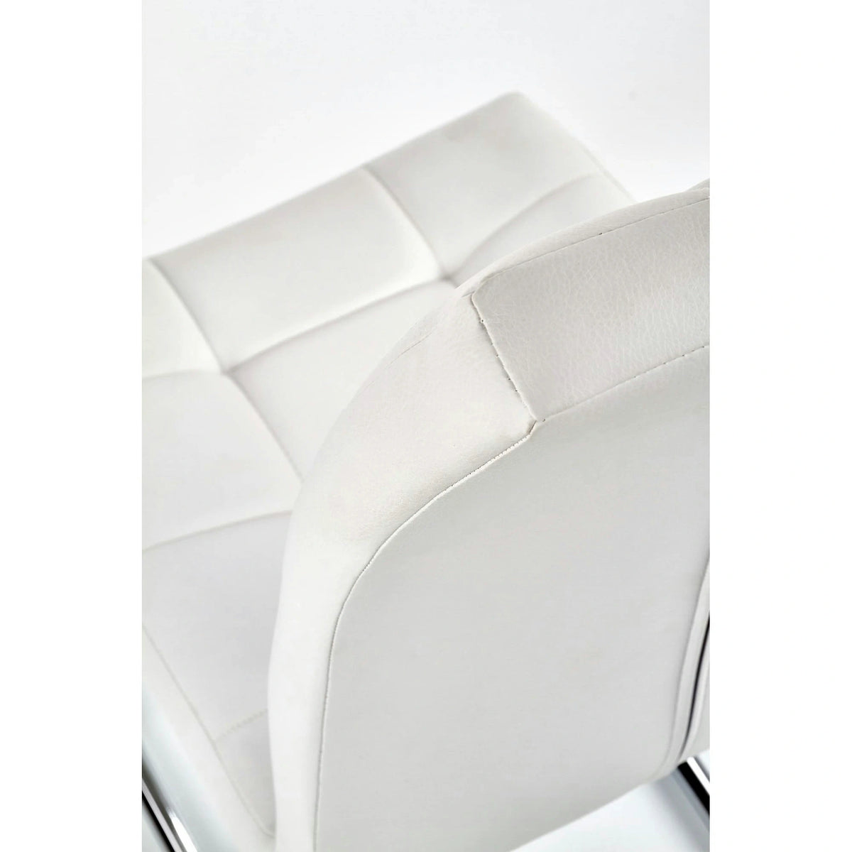 Scaun tapitat K147, alb/crom, piele ecologica/metal, 42X55X101 CM