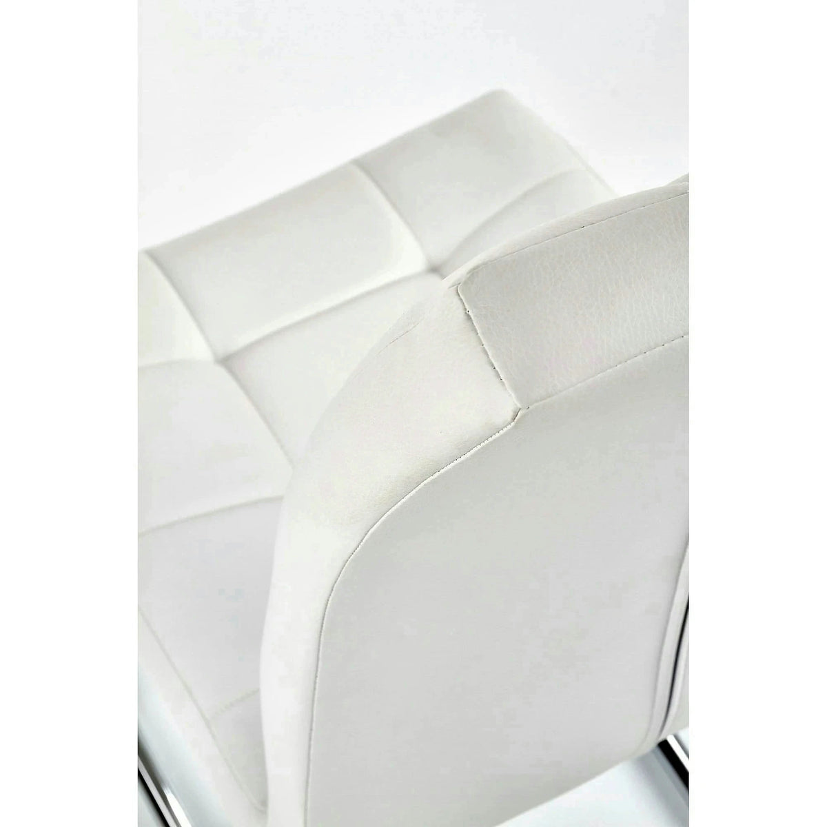 Scaun tapitat K147, alb/crom, piele ecologica/metal, 42X55X101 CM