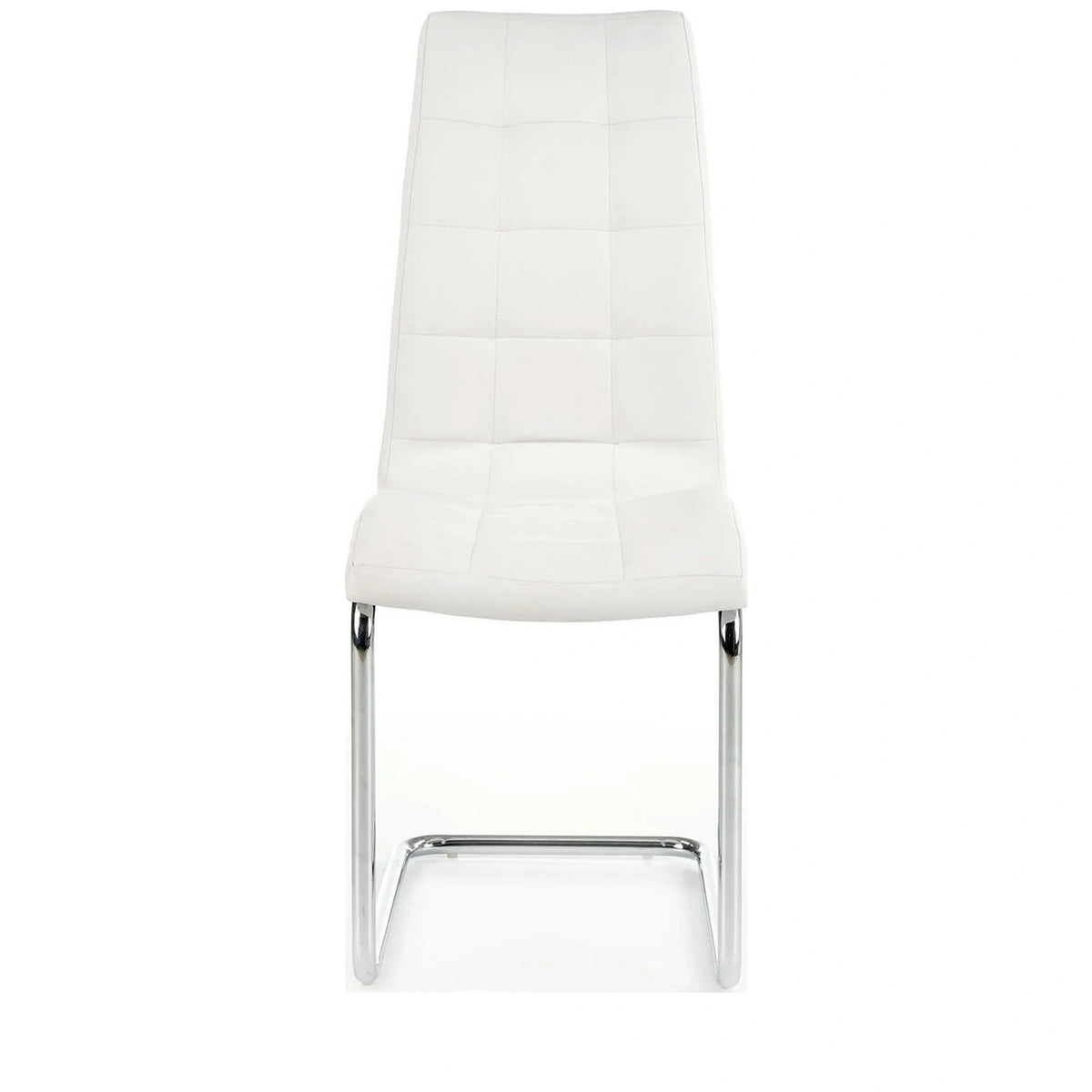 Scaun tapitat K147, alb/crom, piele ecologica/metal, 42X55X101 CM
