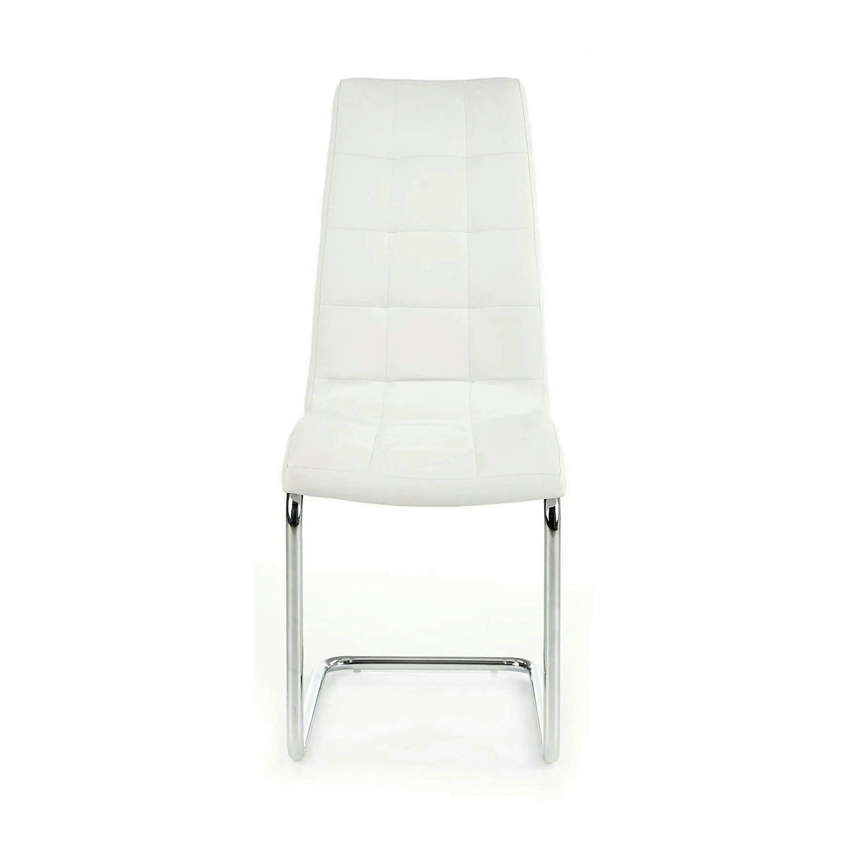 Scaun tapitat K147, alb/crom, piele ecologica/metal, 42X55X101 CM