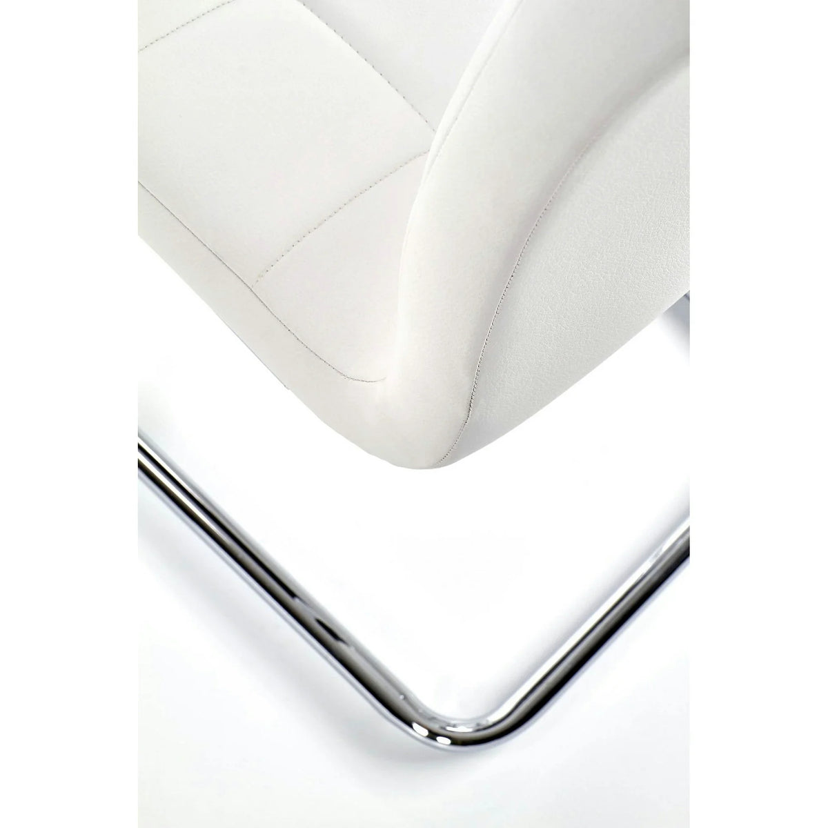 Scaun tapitat K147, alb/crom, piele ecologica/metal, 42X55X101 CM